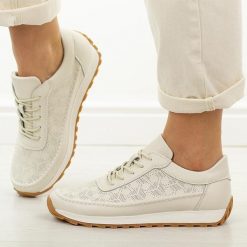 Beżowe skórzane półbuty damskie Sergio Leone Sp001. Brązowe półbuty wsuwane Sergio Leone, na jesień, bez wzorów, z jeansu, eleganckie, z okrągłym noskiem, bez obcasa, na płaskiej podeszwie. Za 219.00 zł.