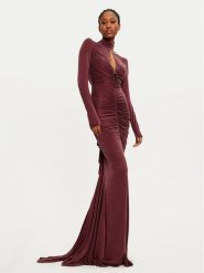 Elisabetta Franchi Sukienka wieczorowa AB-616-46E1-V800 Bordowy Regular Fit. Czerwone sukienki Elisabetta Franchi, bez wzorów, z syntetyku, wizytowe, bez kołnierzyka, bez ramiączek. Za 3,799.00 zł.