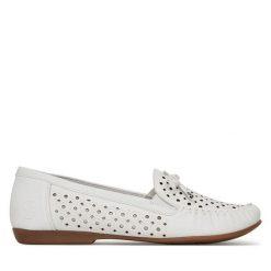 Mokasyny Rieker. Białe mokasyny Rieker, bez wzorów. Za 319.99 zł.