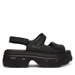 Sandały Melissa. Czarne sandały Melissa, bez wzorów, bez obcasa, na koturnie, bez zapięcia. Za 578.99 zł.