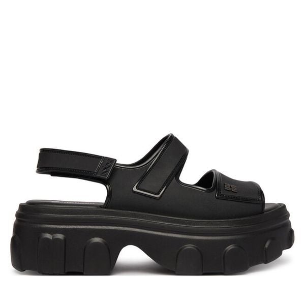 Sandały Melissa. Czarne sandały Melissa, bez wzorów, bez obcasa, na koturnie, bez zapięcia. Za 579.99 zł.