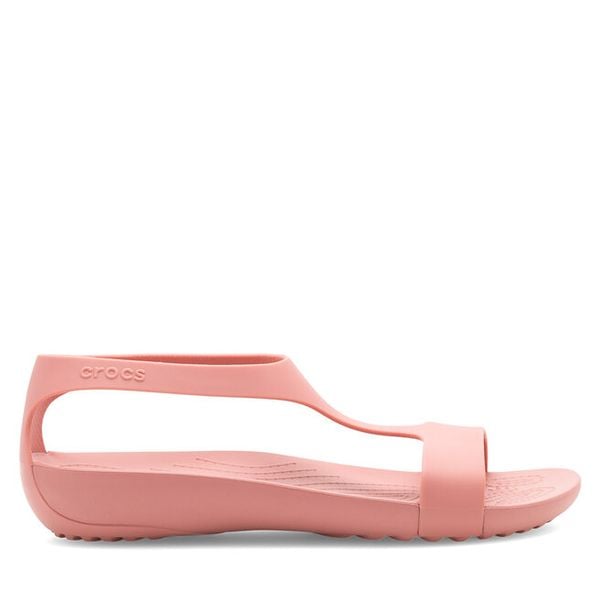 Sandały Crocs. Czerwone sandały Crocs, bez wzorów, bez obcasa, na płaskiej podeszwie, bez zapięcia. Za 149.99 zł.