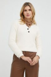Morgan sweter damski kolor beżowy ciepły. Brązowe swetry Morgan, l, bez wzorów, bez ramiączek. W wyprzedaży za 174.99 zł.