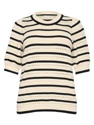 KAFFE curve Sweter w kolorze czarno-beżowym rozmiar: M. Brązowe swetry KAFFE curve, m, bez wzorów, z bawełny, bez ramiączek. Za 104.99 zł.