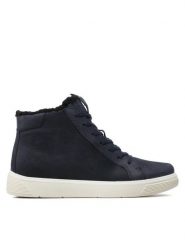 ECCO Botki Street Tray K GORE-TEX 70528302303 Granatowy. Niebieskie botki ECCO, bez wzorów, z gore-texu, street, bez obcasa, na płaskiej podeszwie, bez zapięcia. Za 329.99 zł.