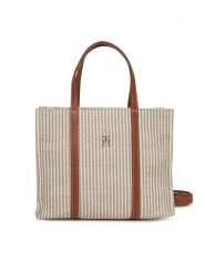 Tommy Hilfiger Torebka Th Premium Beach Le Mini Tote AW0AW17208 Beżowy. Brązowe torebki klasyczne Tommy Hilfiger, bez wzorów, z materiału, bez dodatków. Za 419.99 zł.