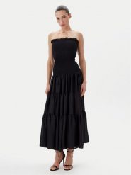 Eleh Sukienka wieczorowa ESS250137 Czarny Regular Fit. Czarne sukienki Eleh, l, bez wzorów, z syntetyku, wizytowe, bez kołnierzyka, bez ramiączek. Za 379.99 zł.