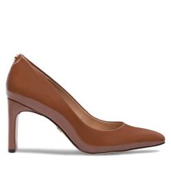 Czółenka Nine West. Brązowe czółenka Nine West, bez wzorów, bez obcasa, bez zapięcia. Za 124.99 zł.