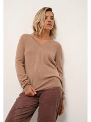 Just Cashmere Kaszmirowy sweter "Nora" w kolorze jasnobrązowym rozmiar: XL. Brązowe swetry Just Cashmere, xl, bez wzorów, z kaszmiru, bez ramiączek. Za 369.99 zł.