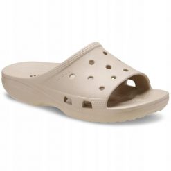 Klapki Dla Dorosłych Crocs Saturday Slide. Czerwone klapki Crocs, bez wzorów, z materiału, bez obcasa, bez zapięcia. Za 139.99 zł.
