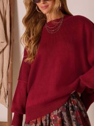 Milan Kiss Sweter w kolorze bordowym rozmiar: S. Czerwone swetry Milan Kiss, s, bez wzorów, bez ramiączek. Za 156.98 zł.