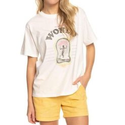 Koszulka turystyczna damska Roxy Moonlight Sunset. Białe t-shirty sportowe Roxy, bez wzorów, z bawełny, bez ramiączek. W wyprzedaży za 91.00 zł.