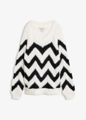 Sweter. Białe swetry bonprix, bez wzorów, bez ramiączek. Za 129.99 zł.