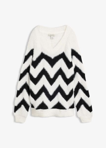 Sweter. Białe swetry bonprix, bez wzorów, bez ramiączek. Za 129.99 zł.