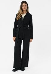 Materiałowe spodnie z szeroką nogawką R-HUS. Spodnie materiałowe Volcano, bez wzorów, z elastanu, biznesowe. Za 179.99 zł.