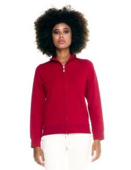 Damska bluza Leone Basic z zamkiem błyskawicznym na całej długości. Czerwone bluzy LEONE 1947 APPAREL, na zimę, l, bez wzorów, z bawełny, sportowe, bez ramiączek, bez kaptura. Za 105.21 zł.