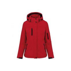 Kurtka damska z kapturem, ocieplana, softshell Kariban. Niebieskie kurtki KARIBAN, l, bez wzorów, z elastanu, z kapturem. Za 355.50 zł.