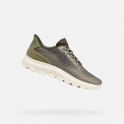 Buty sportowe damskie Geox Spherica Plus. Zielone buty treningowe Geox, bez wzorów, z gumy, bez zapięcia. Za 493.40 zł.