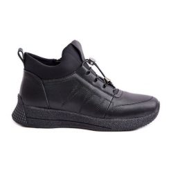 Ocieplane Buty Sportowe Skórzane Na Zamek Artiker 55C0041 Czarne. Czarne buty treningowe bez wzorów, z gumy, bez zapięcia. Za 345.14 zł.