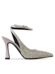 Pinko Sandały Lisette Slingback PE BLKS1 100566 A0N6 Szary. Szare sandały Pinko, bez wzorów, ze skóry, bez obcasa, na słupku, bez zapięcia. Za 899.99 zł.