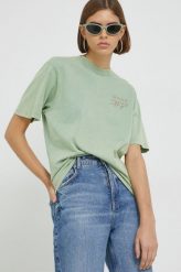 HUGO t-shirt damski kolor turkusowy. Niebieskie t-shirty Hugo, l, bez wzorów, bez kołnierzyka, bez ramiączek. W wyprzedaży za 174.99 zł.