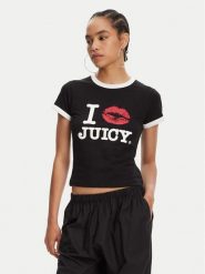 Juicy Couture T-Shirt I Kiss JCWCT125318 Czarny Slim Fit. Czarne t-shirty Juicy Couture, xxs, bez wzorów, z bawełny, bez kołnierzyka, bez ramiączek. Za 139.99 zł.