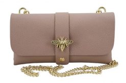 Listonoszka skórzana BARBERINI'S pudrowa 958-18. Czerwone shopper bag Barberinis, bez wzorów, ze skóry, eleganckie, bez dodatków. Za 121.99 zł.