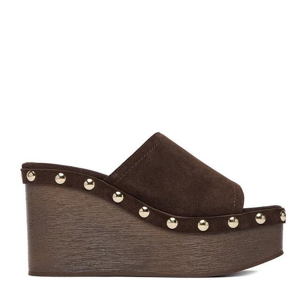 Klapki GINO ROSSI. Brązowe klapki Gino Rossi, bez wzorów, bez obcasa, bez zapięcia. Za 329.99 zł.