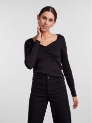Pieces Bluzka 17135564 Czarny Slim Fit. Czarne bluzki Pieces, s, bez wzorów, z bawełny, bez kołnierzyka, bez ramiączek. Za 119.99 zł.