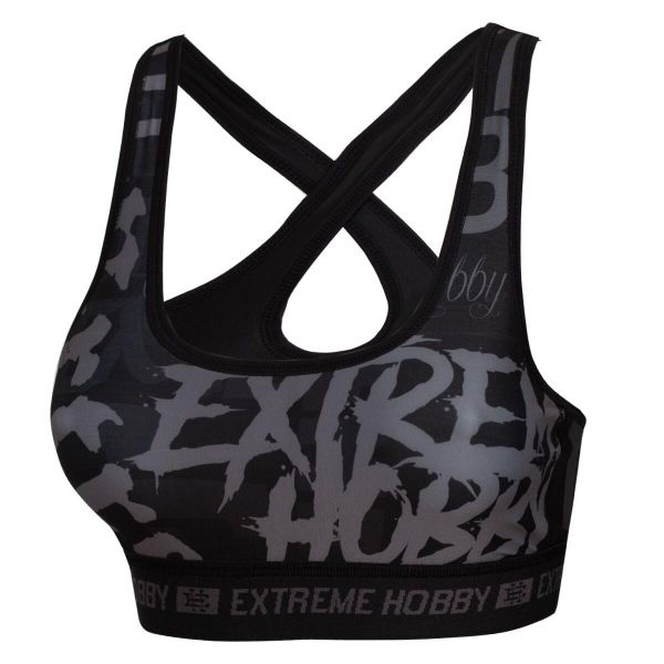Stanik sportowy fitness siłownia MMA EXTREME HOBBY LETTERS. Niebieskie biustonosze sportowe EXTREME HOBBY, bez wzorów, z elastanu, na fitness i siłownię. Za 129.00 zł.
