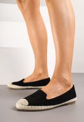 Czarne Espadryle Ozdobione Plecionką Tiaziane. Czarne espadryle Born2be, bez wzorów, eleganckie, bez obcasa. W wyprzedaży za 38.24 zł.