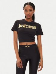 Just Cavalli T-Shirt 76PAHG11 Czarny Slim Fit. Czarne t-shirty Just Cavalli, xl, bez wzorów, z bawełny, bez kołnierzyka, bez ramiączek. Za 309.99 zł.
