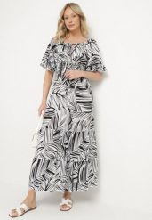 Czarna Bawełniana Sukienka Rozkloszowana w Liście Alaniva. Czarne sukienki Born2be, na co dzień, l, bez wzorów, z bawełny, eleganckie, bez kołnierzyka, bez ramiączek, maxi, rozkloszowane. Za 69.99 zł.