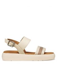 Geox Sandały D Camalei D650ND 05411 C1122 Écru. Sandały Geox, bez wzorów, ze skóry, bez obcasa, na płaskiej podeszwie, bez zapięcia. Za 399.99 zł.