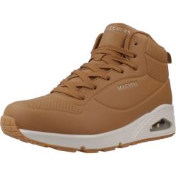 Buty do chodzenia damskie Skechers Stand High. Brązowe buty treningowe Skechers, bez wzorów, z materiału, bez zapięcia, trekkingowe. Za 452.55 zł.