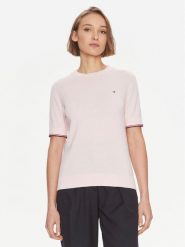 Tommy Hilfiger Sweter WW0WW38724 Różowy Regular Fit. Czerwone swetry Tommy Hilfiger, xs, bez wzorów, z bawełny, bez ramiączek. Za 329.99 zł.