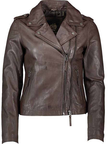 Apple of Eden Skórzana kurtka w kolorze ciemnobrązowym rozmiar: 42. Brązowe kurtki Apple of Eden, bez wzorów, z materiału, bez kaptura. Za 506.32 zł.