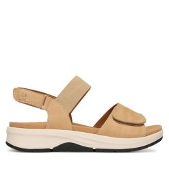 Sandały Josef Seibel. Brązowe sandały Josef Seibel, bez wzorów, bez obcasa, na płaskiej podeszwie, bez zapięcia. Za 419.99 zł.