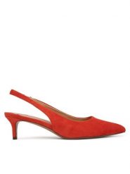 LAUREN RALPH LAUREN Czółenka 802959263005 Czerwony. Czerwone czółenka Lauren Ralph Lauren, bez wzorów, ze skóry, bez obcasa, bez zapięcia. Za 439.99 zł.
