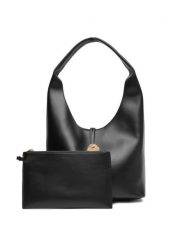 Calvin Klein Jeans Torebka Stone Lock Slouchy Small Shoulde LV04K3176G Czarny. Czarne torebki klasyczne Calvin Klein Jeans, bez wzorów, z jeansu, bez dodatków. Za 369.99 zł.