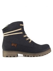 Rieker Trzewiki 78550-14 Niebieski. Niebieskie botki Rieker, bez wzorów, z materiału, bez obcasa, na płaskiej podeszwie, bez zapięcia. Za 265.99 zł.