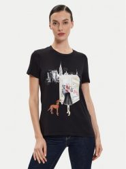 DKNY T-Shirt P4EHTWNA Czarny Regular Fit. Czarne t-shirty DKNY, s, bez wzorów, z bawełny, bez kołnierzyka, bez ramiączek. Za 399.99 zł.