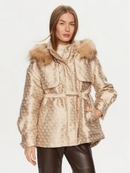 Guess Parka W4BL35 WFIR2 Beżowy Regular Fit. Brązowe płaszcze Guess, m, z aplikacjami, z syntetyku, bez kaptura. Za 409.99 zł.