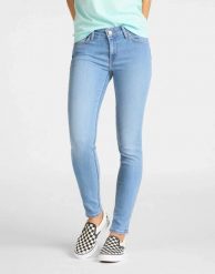SPODNIE DAMSKIE LEE SCARLETT SKINNY LIGHT FLORIN L526MOHR 112111767. Czarne spodnie materiałowe Lee, bez wzorów, z bawełny, klasyczne. W wyprzedaży za 89.99 zł.