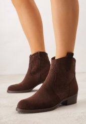 Brązowe Botki Ażurowe na Obcasie w Stylu Kowbojek Lalona. Brązowe botki Born2be, w ażurowe wzory, z dzianiny, bez obcasa, na obcasie, bez zapięcia. Za 119.99 zł.