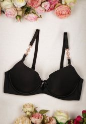 Czarny Gładki Biustonosz Full Cup z Metalowymi Wstawkami Cifa. Czarne biustonosze Born2be, bez wzorów. W wyprzedaży za 33.99 zł.