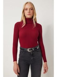 Happiness Istanbul Golf w kolorze czerwonym rozmiar: 42. Czerwone swetry Happiness Istanbul, bez wzorów, prążkowane, bez ramiączek. Za 60.99 zł.