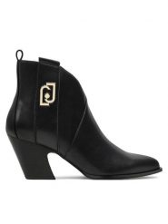 Liu Jo Botki Belinda SF4033 P0102 Czarny. Czarne botki Liu Jo, bez wzorów, ze skóry, bez obcasa, na słupku, bez zapięcia. Za 469.99 zł.