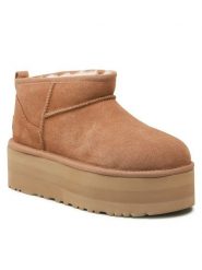 Ugg Śniegowce W Classic Ultra Mini Platform 1135092 Brązowy. Brązowe śniegowce UGG, bez wzorów, ze skóry, bez zapięcia. Za 817.67 zł.