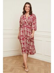 Curvy Lady Sukienka w kolorze czerwono-kremowym rozmiar: 40/42. Brązowe sukienki Curvy Lady, na co dzień, bez wzorów, z wiskozy, klasyczne, bez kołnierzyka, bez ramiączek, midi, proste. Za 73.76 zł.